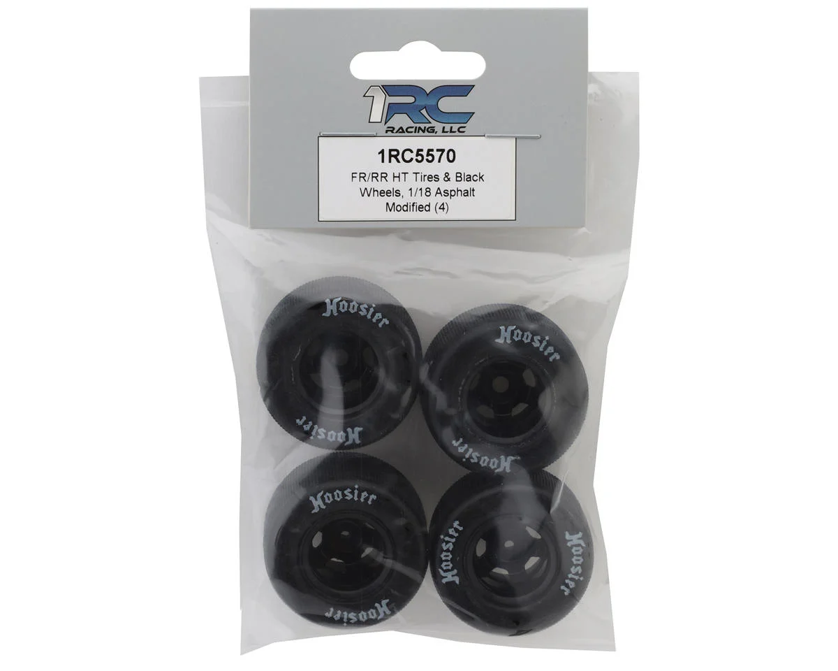 1RC5570 1RC Racing Pre-Mounted 1/18 Asphalt Modified Hoosier Tires (Black) (4) (F/R) (Standard)
