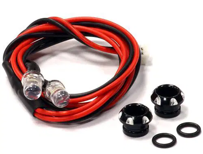 INTC24386BLACK Billet Machined Alloy LED Holder Set 5mm Size + (2) White LED Light