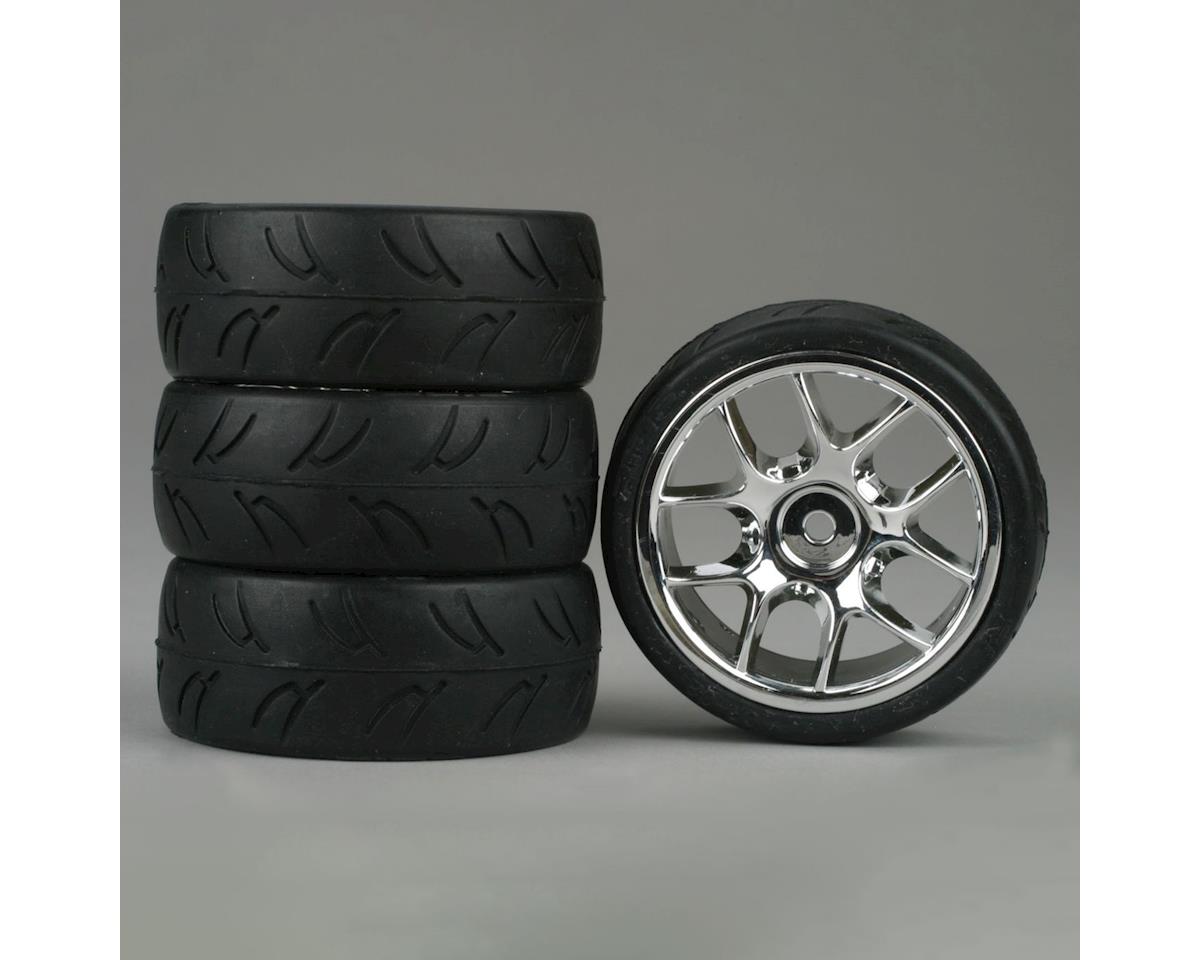 DTXC2805 U-Groove 1/10 Touring Car Tire w/10-Spoke Wheel (Chrome) (4)
