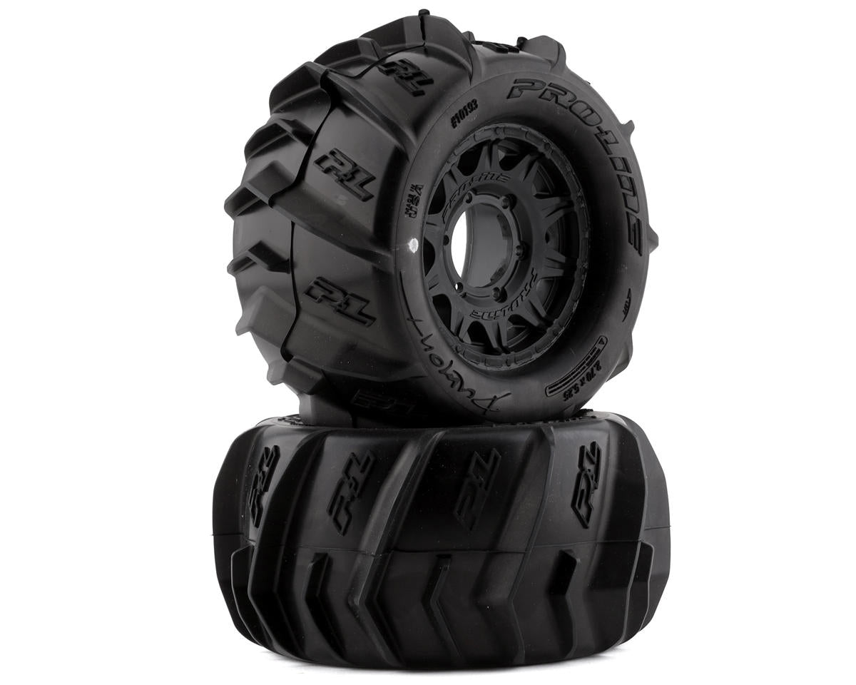PRO1019310 Dumont F/R 2.8" MT Tires Mounted 12mm/14mm Black Raid (2)
