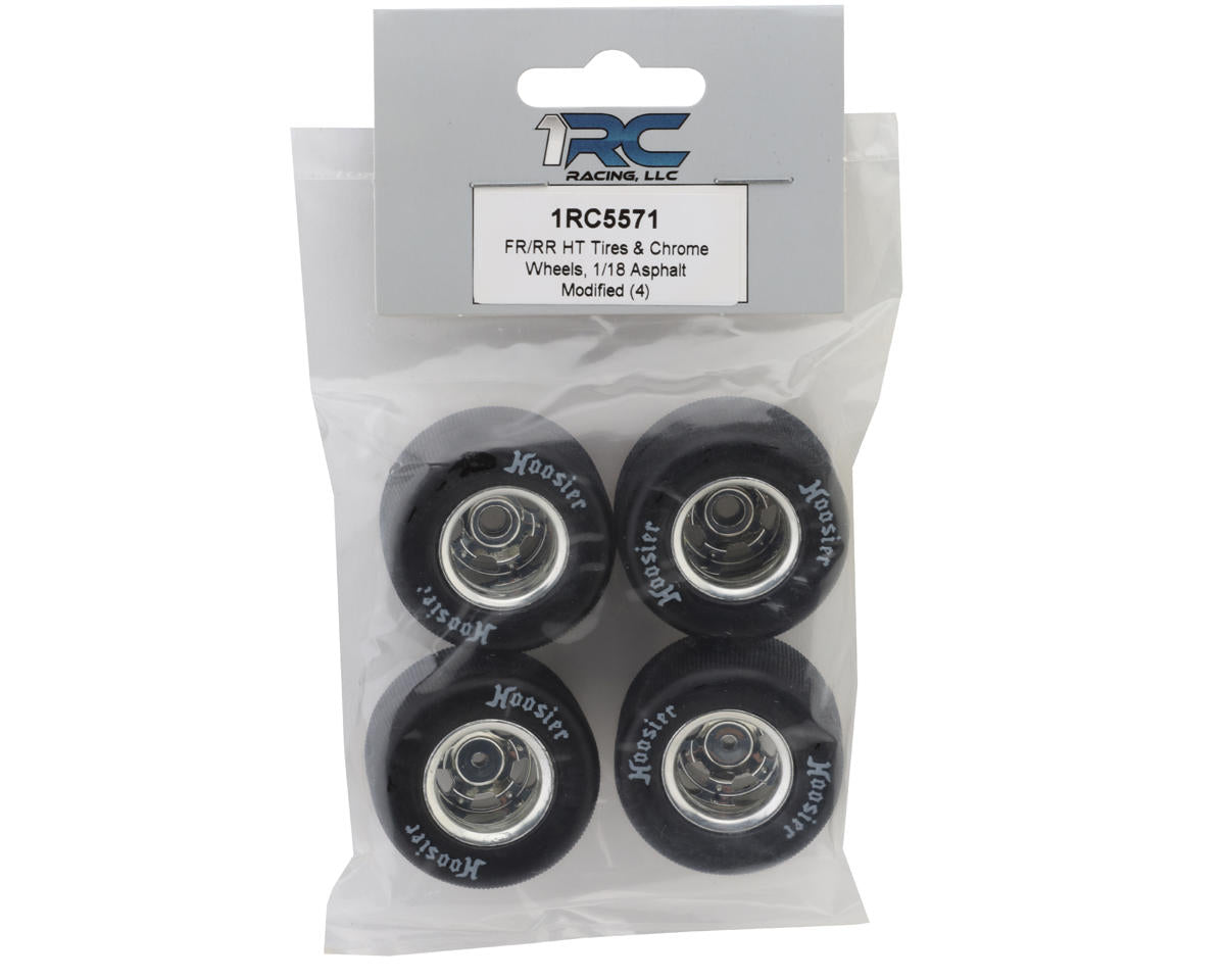 1RC5571 1RC Racing Pre-Mounted 1/18 Asphalt Modified Hoosier Tires (Chrome) (4) (F/R) (Standard)