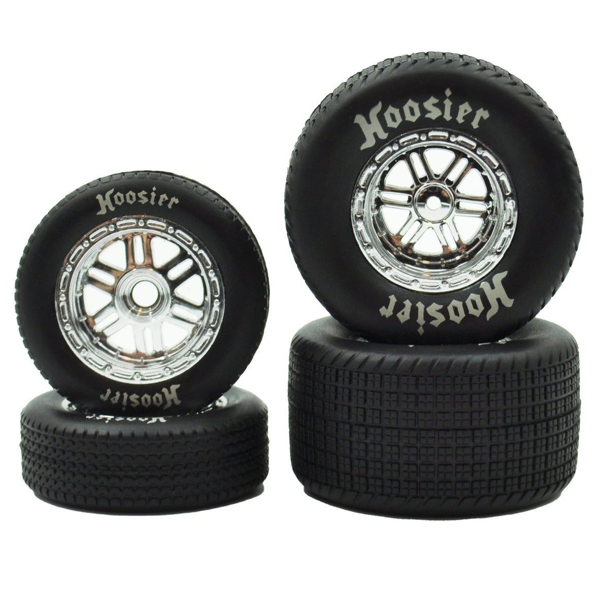 1RC5522 1/18 Pre-Mounted Hoosier Sprint Tires (Chrome) (4) (Front & Rear) (Standard)