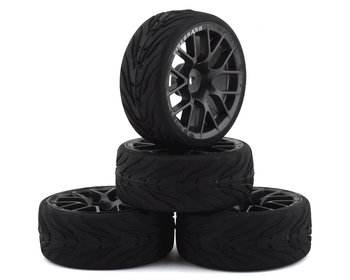 FBR1WHEHYP683 Firebrand RC Hypernova-RT3 Pre-Mounted On-Road Tires (4) (Gun Metal) w/FireFang Tires, 12mm Hex & 3mm Offset