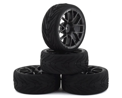 FBR1WHEHYP683 Firebrand RC Hypernova-RT3 Pre-Mounted On-Road Tires (4) (Gun Metal) w/FireFang Tires, 12mm Hex & 3mm Offset
