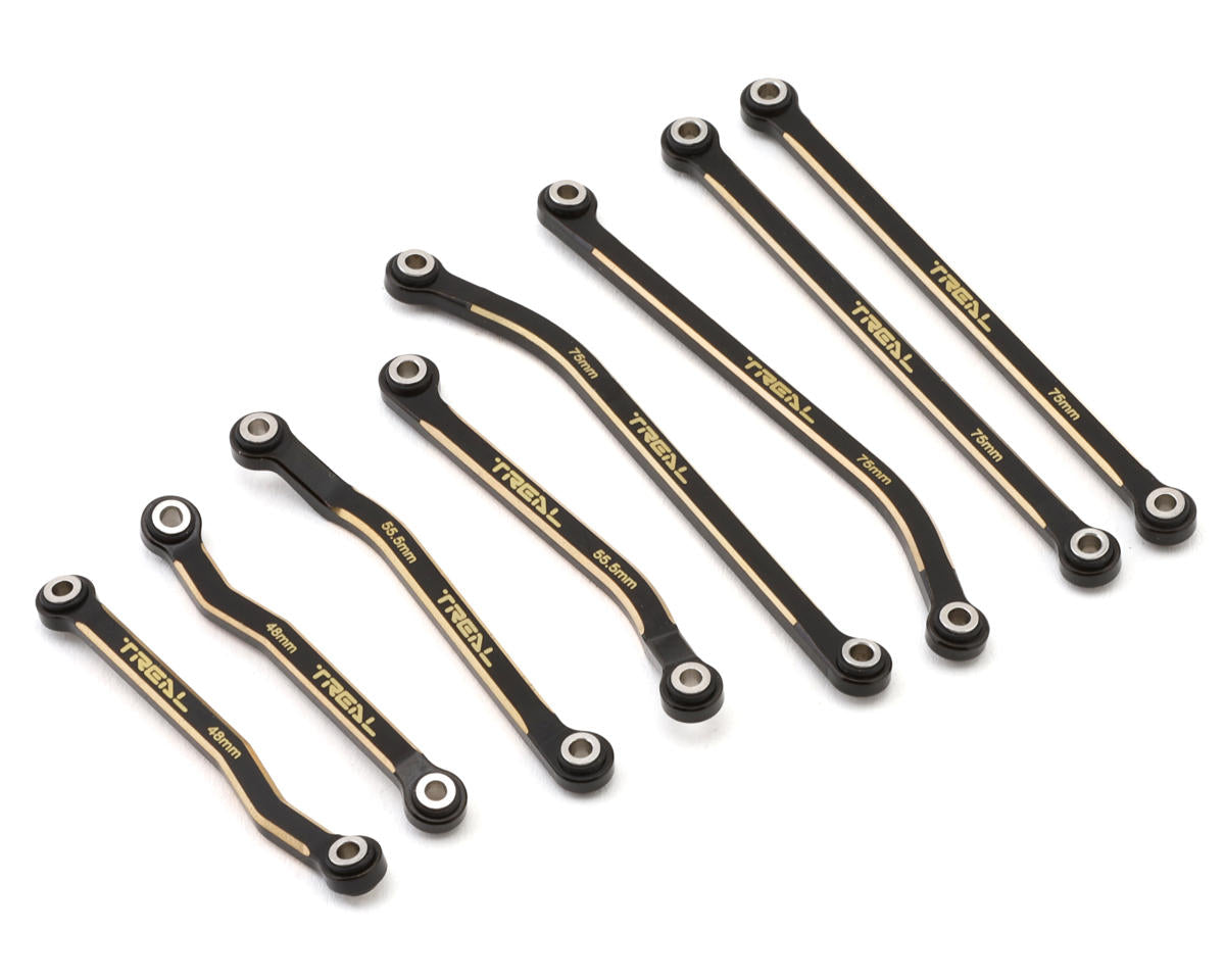 X004779FXV Treal Hobby High Clearance Brass Upper & Lower Chassis Link Set for Traxxas® TRX-4M® (Black) (8) (55g)