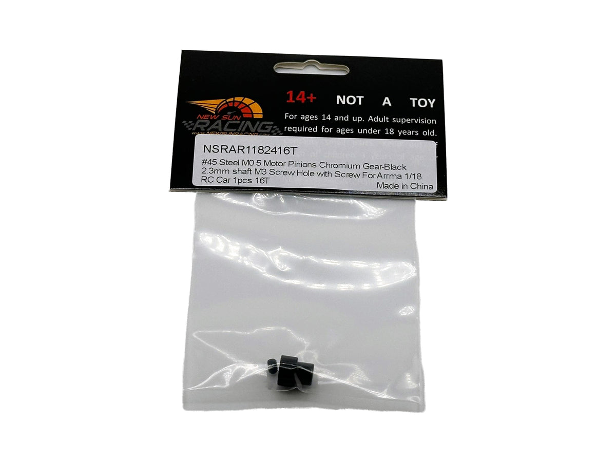 NSRAR11824-16T Steel M0.5 Motor Pinions 2.3mm Shaft For Arrma 1/18