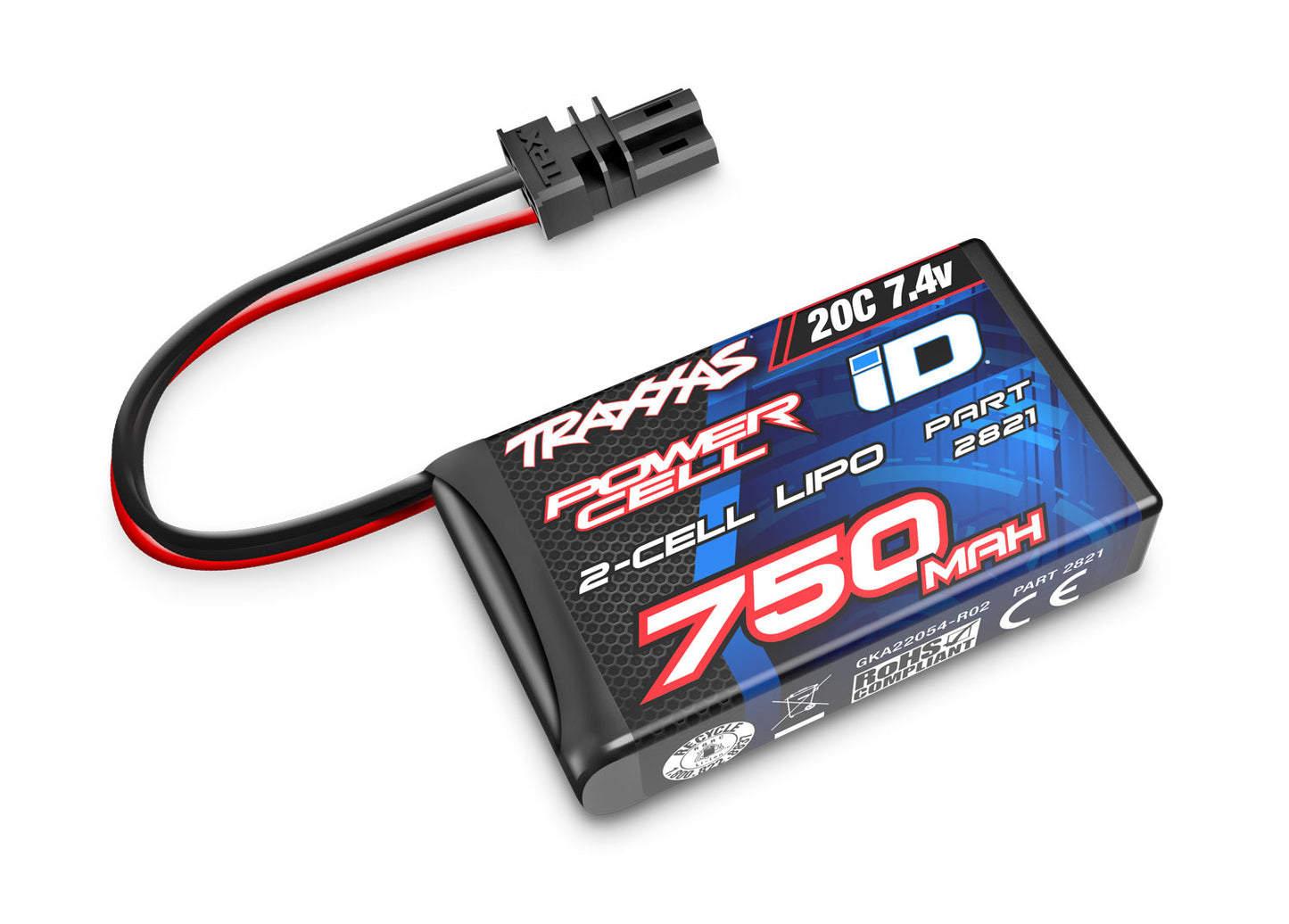 2821 750 mAh 7.4 Volt 2-Cell LiPo Battery