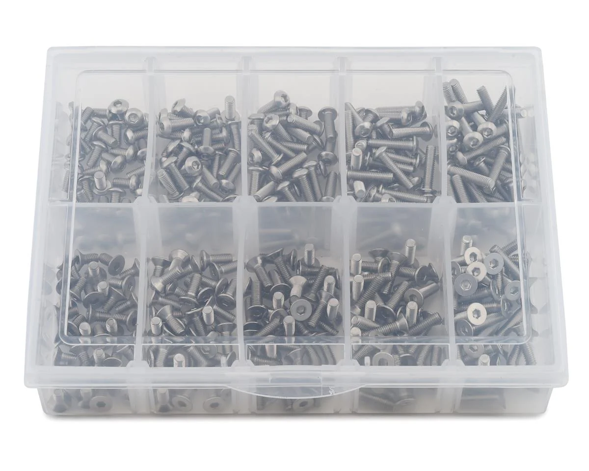 SAMSS-2002 Samix Stainless Steel M3 Screw Set w/Storage Box (Silver) (350) (Flat Head/Button Head)