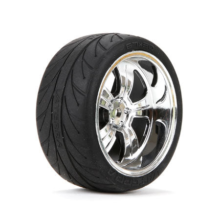 VTR43039 RR 5-Spoke Wheel/Tire 54x30mm Chrome (2)