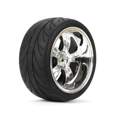 VTR43039 RR 5-Spoke Wheel/Tire 54x30mm Chrome (2)