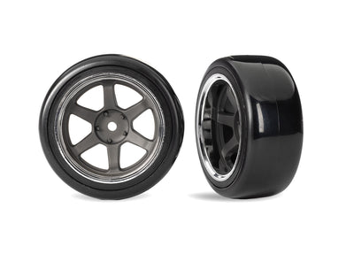 10575 1.9" Gray 6-Spoke Rear Wheels & Hard Drift Tires (2)