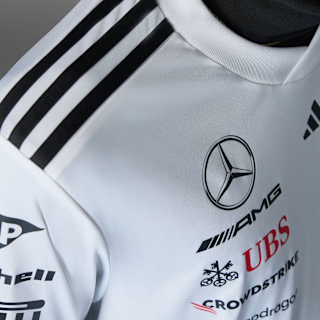 JX5798 Mercedes AMG Petronas Formula 1 2025 Men's Team Driver Jersey - White -