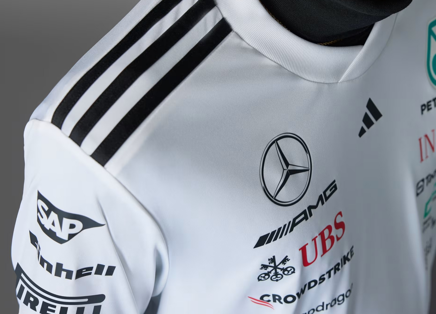 JX5798 Mercedes AMG Petronas Formula 1 2025 Men's Team Driver Jersey - White -