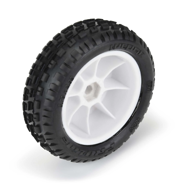 PRO829813 1/18 Wedge Front Carpet Mini-B Tires Mounted 8mm White Wheels (2)
