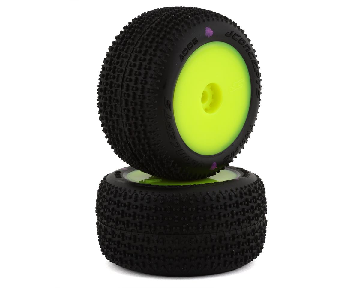 JCO4005-201021 Mini-B/Mini-T 2.0 Twin Pin Pre-Mounted Rear Tires (Yellow) (2) (Pink)