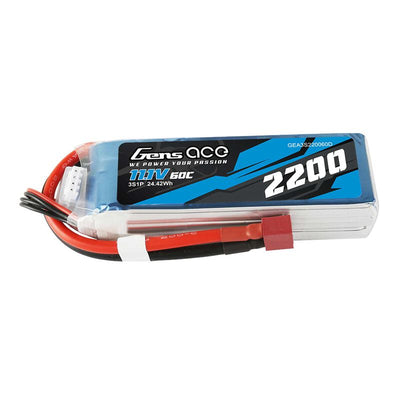 GEA3S220060D Gens Ace 3s LiPo Battery 60C (11.1V/2200mAh) w/T-Style Connector