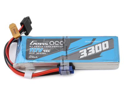 GEA333S45E3GT Gens Ace G-Tech Smart 3S LiPo Battery 45C (11.1V/3300mAh) w/EC3 Connector