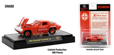 M2Machines 31500-HS35 1:64th Scale 1966 Chevorlet Corvette Orange Krate - CHASE!