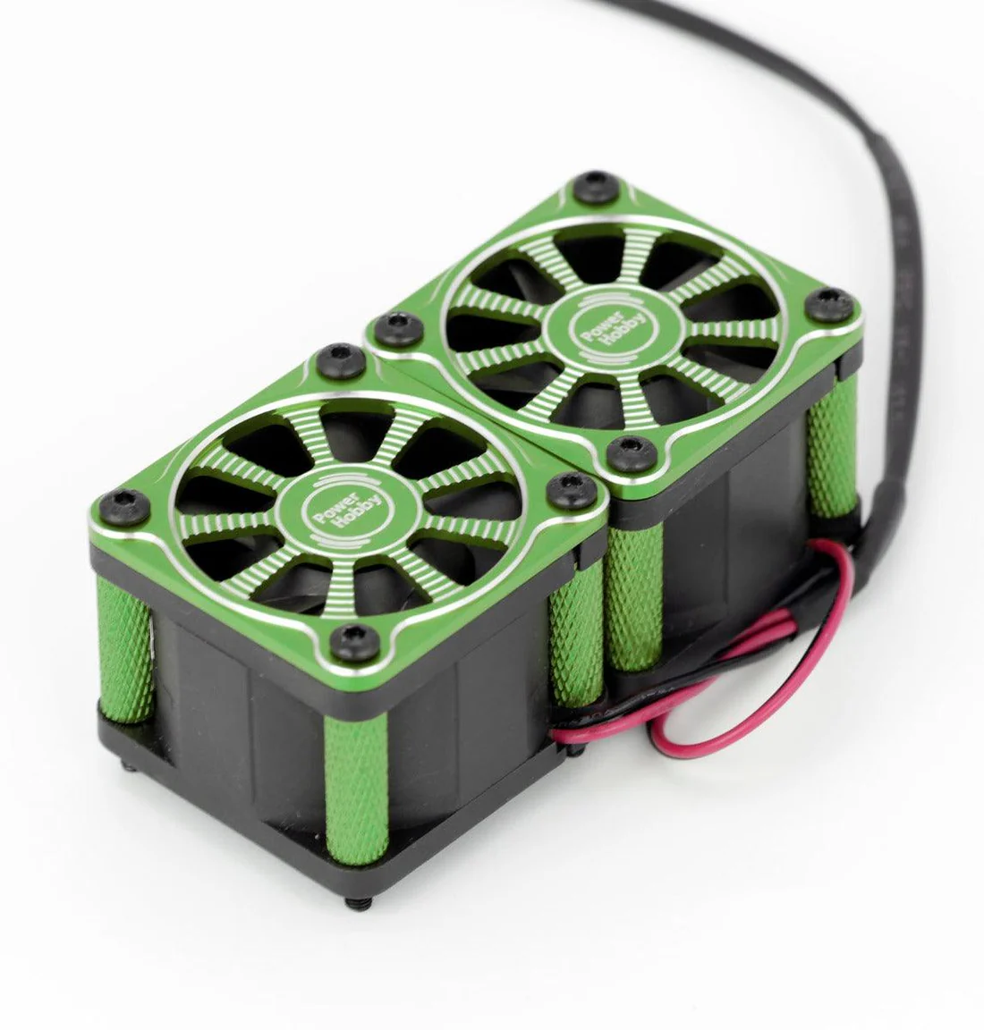 PHF116-Green Twister Twin / Dual 40 mm 1/8 1/5 Motor Aluminum Cooling Fan