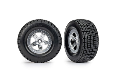 10475 Dirt Oval Satin Rear Wheels w/ Hoosier Tires (2)