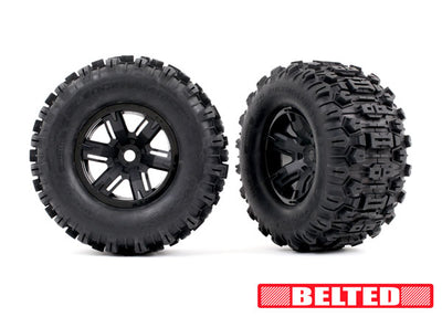 7871 X-Maxx black wheels, Sledgehammer® belted tires