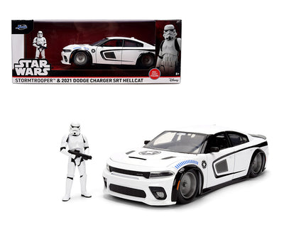 Jada 36478 1:24 Star Wars Stormtrooper and 2021 Dodge Charger SRT Hellcat – White – Hollywood Rides