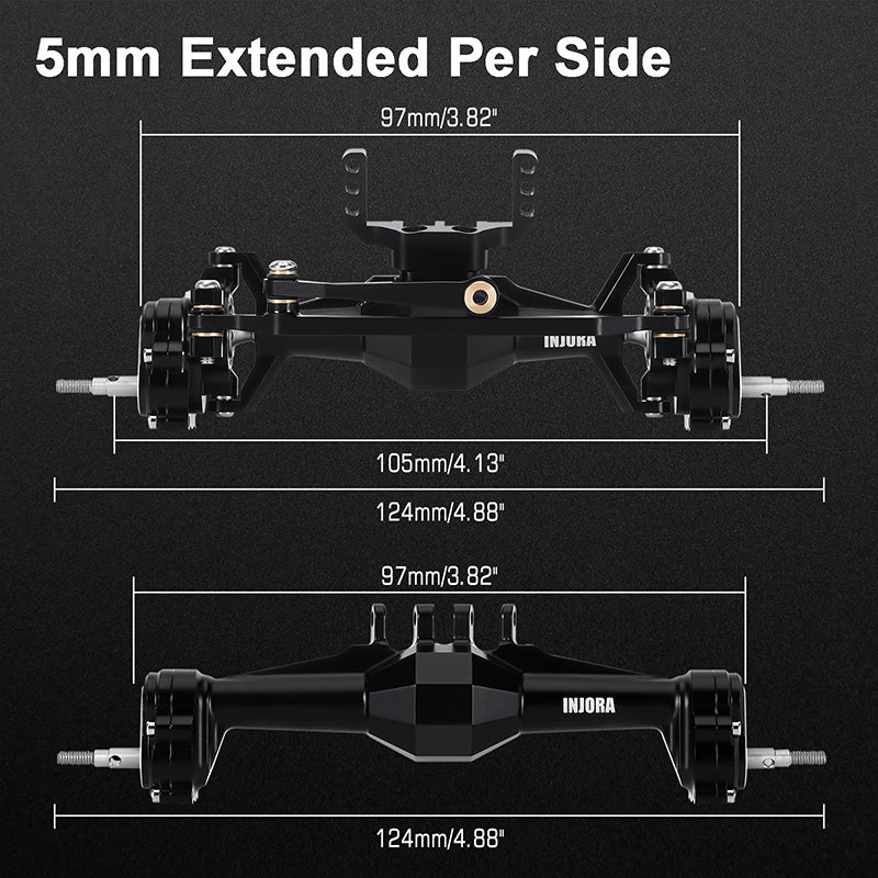 4M-104BKFR INJORA +5mm Diamond Portal Axles for 1/18 TRX4M