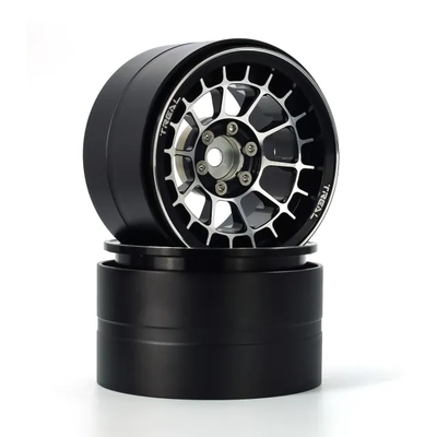 X002YF7CH9 Treal Aluminium 2.2 Beadlock Wheels Rims(2)pcs Fit RC Crawler Mud Truck 2.2 Tires for Ryft Wraith RR10 -Type A-Black