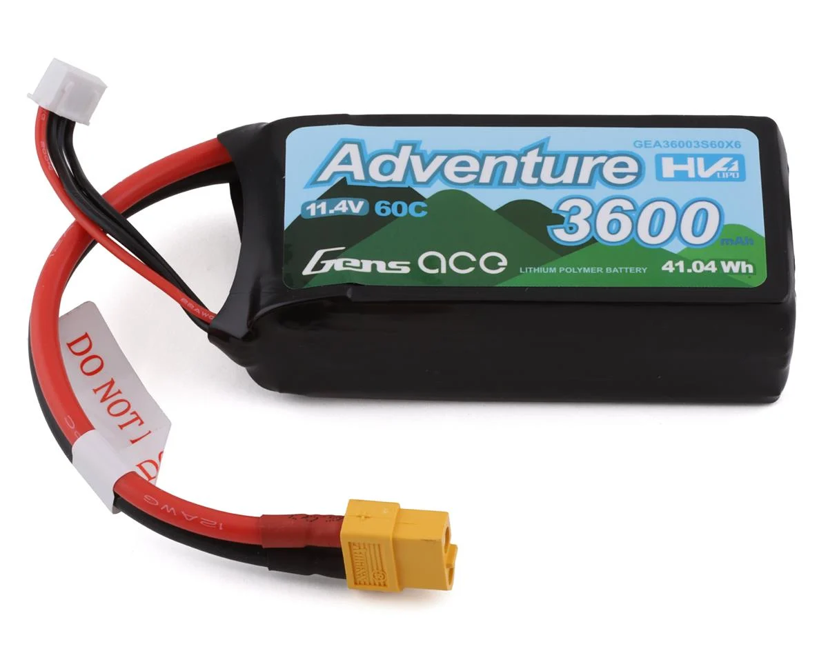 GEA36003S60X6 Gens Ace 3s LiHV LiPo Battery 60C w/XT-60 Connector (11.4V/3600mAh)
