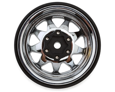 YQW-1312SR Injora 1.3" Stamped Steel Micro Rock Crawler Beadlock Wheels (23.5g ea) (Chrome) (4)