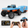 NSRHG4-310 1:64 Scale Mini Remote Control Metal Monster Truck with Trailer | 2.4GHz & App Dual Control, Alloy Mini RC Car with LED Lights, Portable Pocket Toy Car  (Color Request Can be Made in Checkout Notes)
