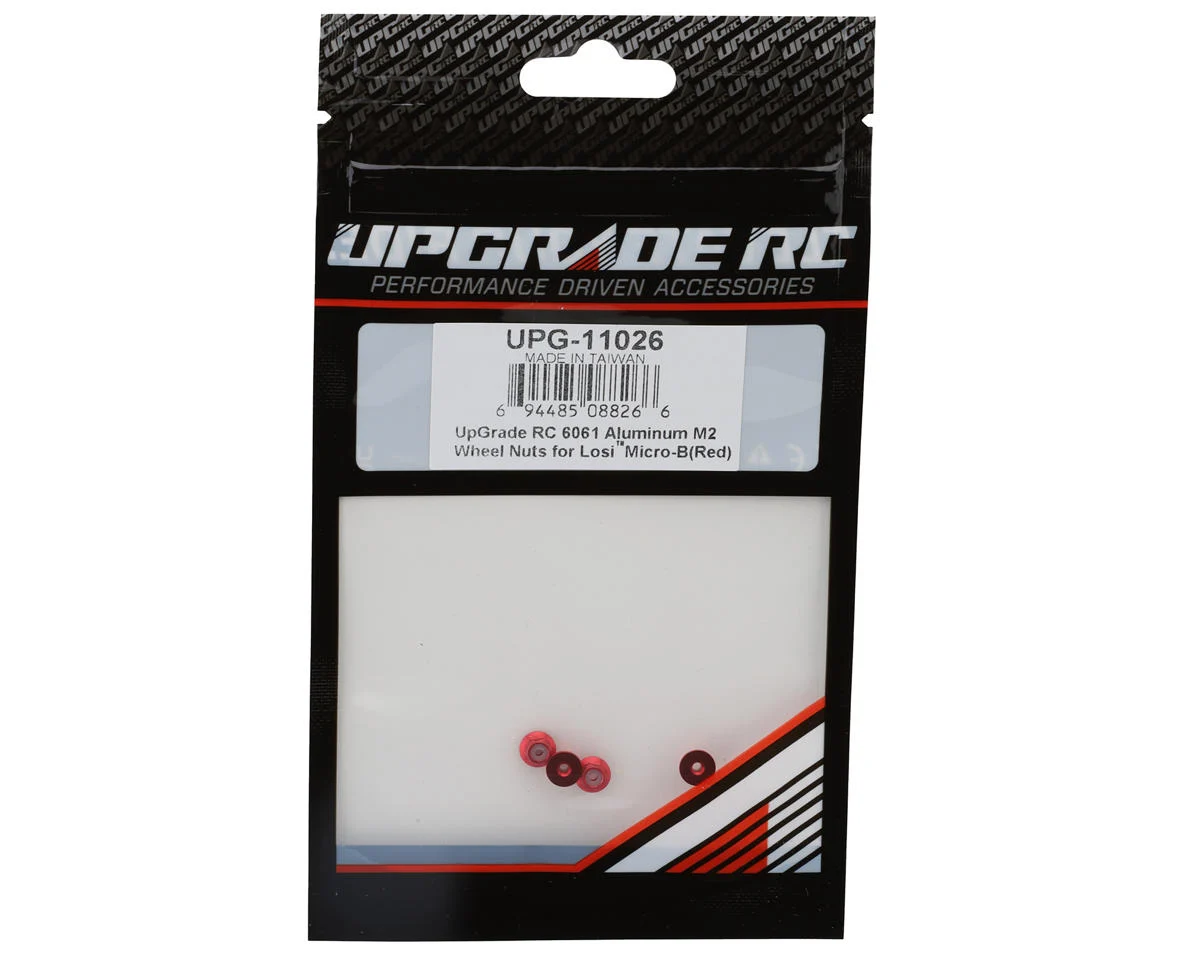 UPG-11026 UpGrade RC Aluminum 2mm Wheel Lock Nuts for Losi® Micro-B™ & Micro-T™ (Red) (4)