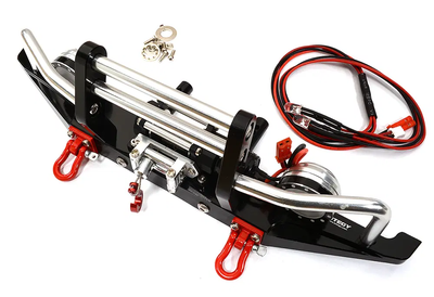 INTC26546BLACK Machined Front Bumper w/ Winch & LED (2) for SCX-10 Dingo & Honcho 43mm