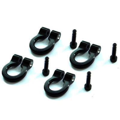 HRACC80801 - 1:10 Scale Aluminum Black Tow Shackle D-Rings (4)